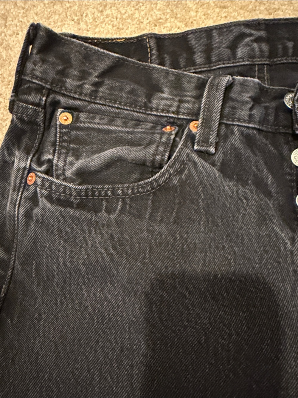 Levi's  501 Black Straight-Leg Jeans - Picture 5 of 5